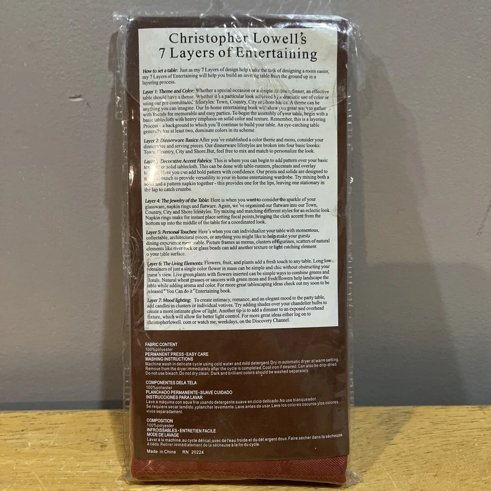 Christopher Lowell‎ Collection Block Basic Cinnabar Red Fabric Napkins 4 Pk